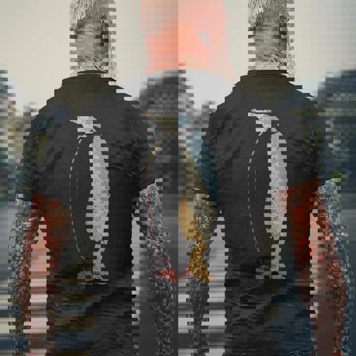 ペンギン レトロスタイル ビンテージ メンズTシャツ バックプリント 高齢者への贈り物