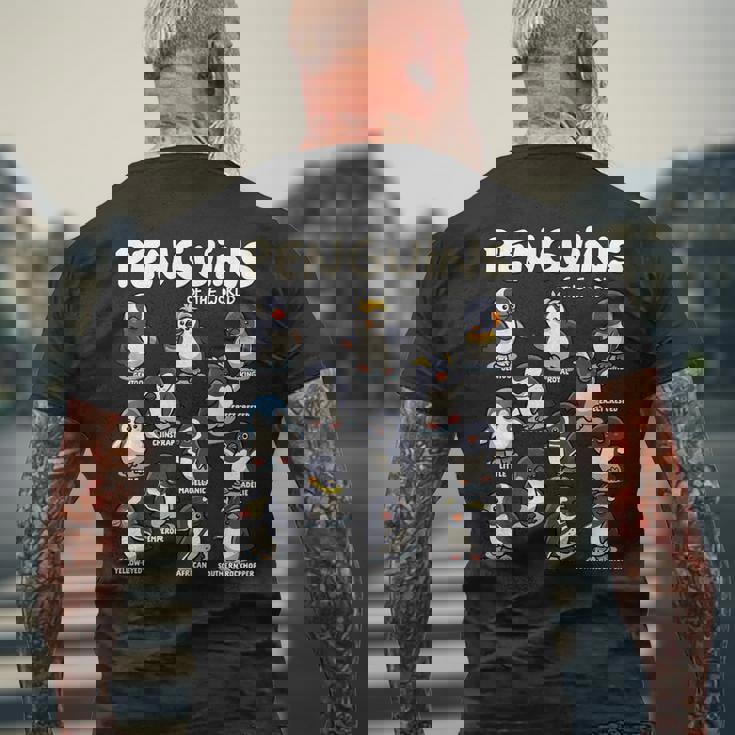 ペンギン ペンギン 世界の動物たち ペンギン愛好家 メンズTシャツ バックプリント 高齢者への贈り物