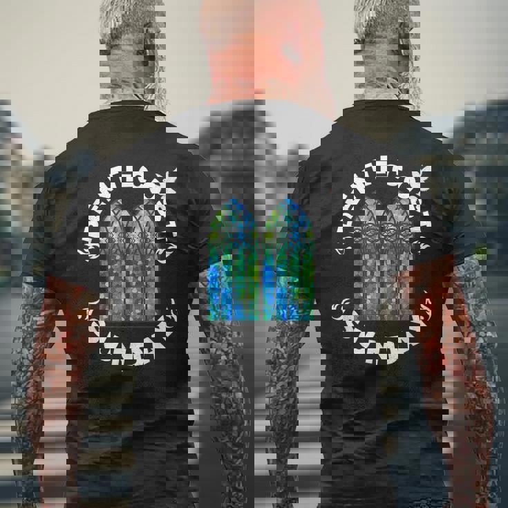 ペンテコステサンデーサービス ペンテコステのお祝いの日 メンズTシャツ バックプリント 高齢者への贈り物