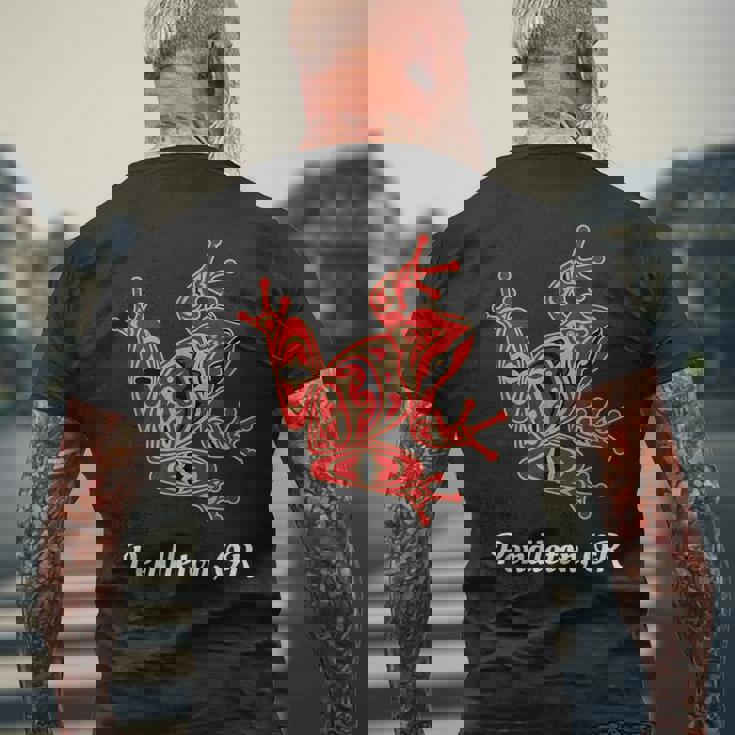 ペンドルトン、またはレッドブラックフロッグ ネイティブアメリカン パシフィックnw メンズTシャツ バックプリント 高齢者への贈り物