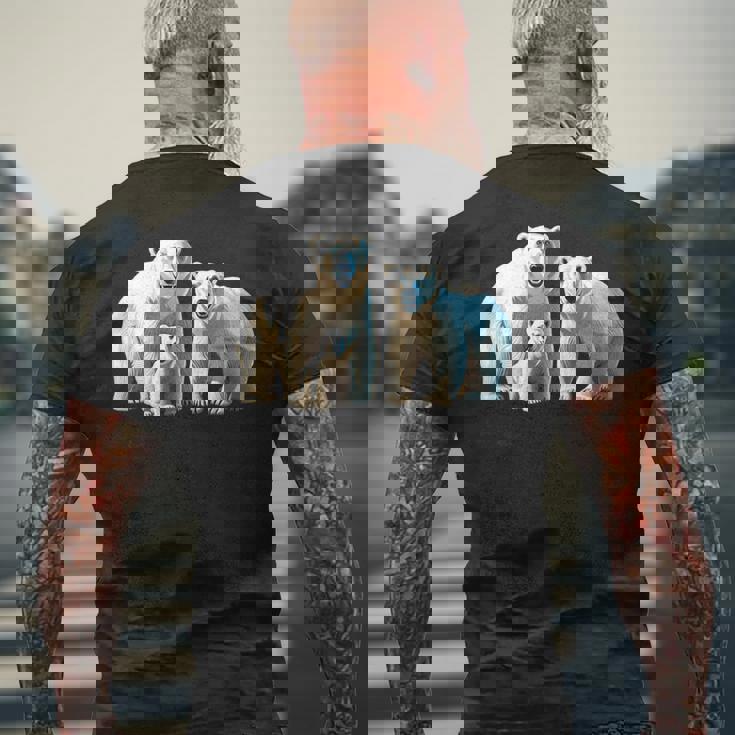 ホッキョクグマ。動物好き、シロクマの家族 メンズTシャツ バックプリント 高齢者への贈り物