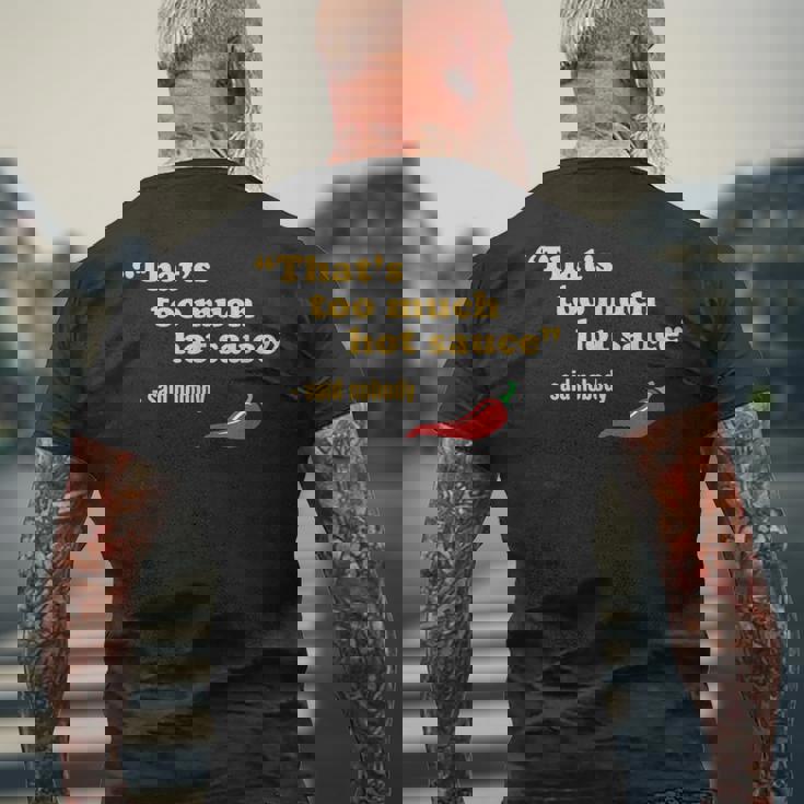 ホット&スパイシーフード ハバネロ チリ&ファニー ペッパーソース メンズTシャツ バックプリント 高齢者への贈り物