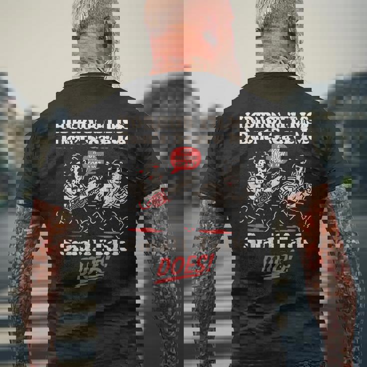 ホラー映画は怖がらない、小さな話をする、おもしろい不安 メンズTシャツ バックプリント 高齢者への贈り物