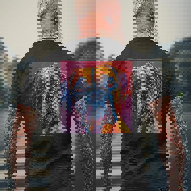 ボクサー 犬 カラフル イラスト グラフィック メンズTシャツ バックプリント 高齢者への贈り物