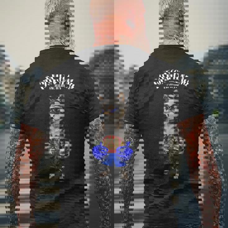 ボクシングチャンピオン ブラック柴犬ファイター メンズTシャツ バックプリント 高齢者への贈り物