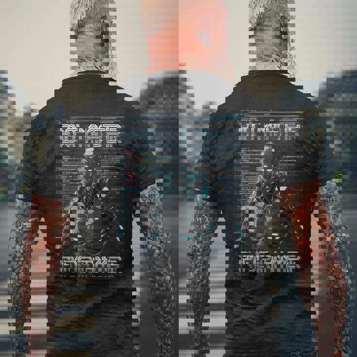 ボットマスタープログラマーaiロボット メンズTシャツ バックプリント 高齢者への贈り物