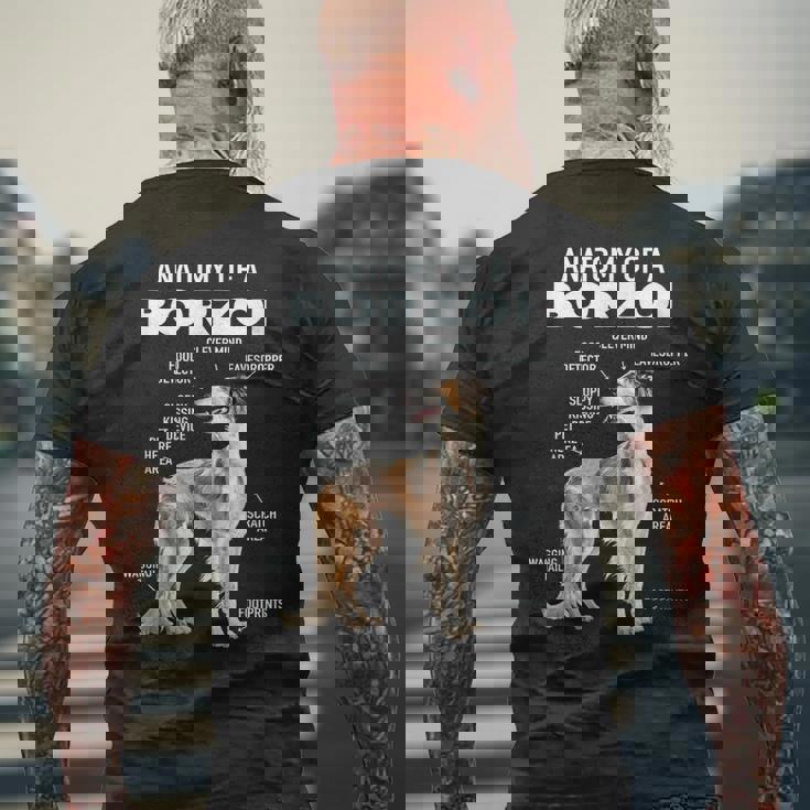 ボルゾイの解剖学 メンズTシャツ バックプリント 高齢者への贈り物