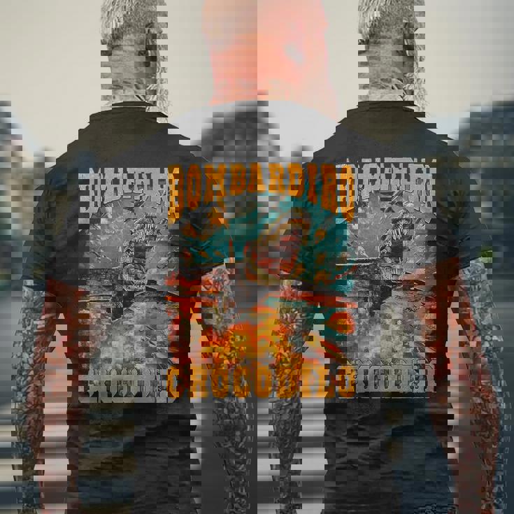 ボンバディロクロコダイルミームクロコダイルファイア-イタリアンブレインロット メンズTシャツ バックプリント 高齢者への贈り物