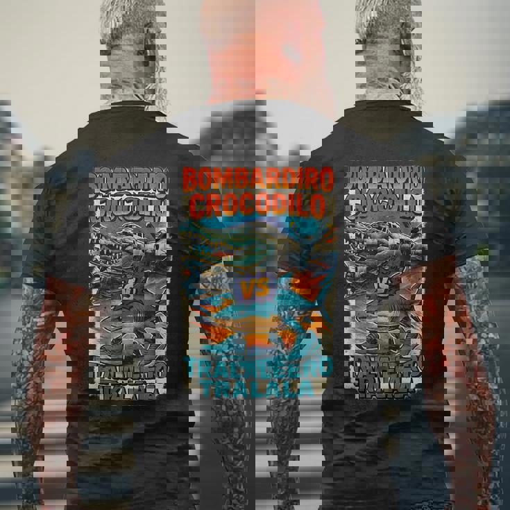 ボンバルディーロクロコダイロs トラレロトララーラ-イタリアンブレインロット メンズTシャツ バックプリント 高齢者への贈り物