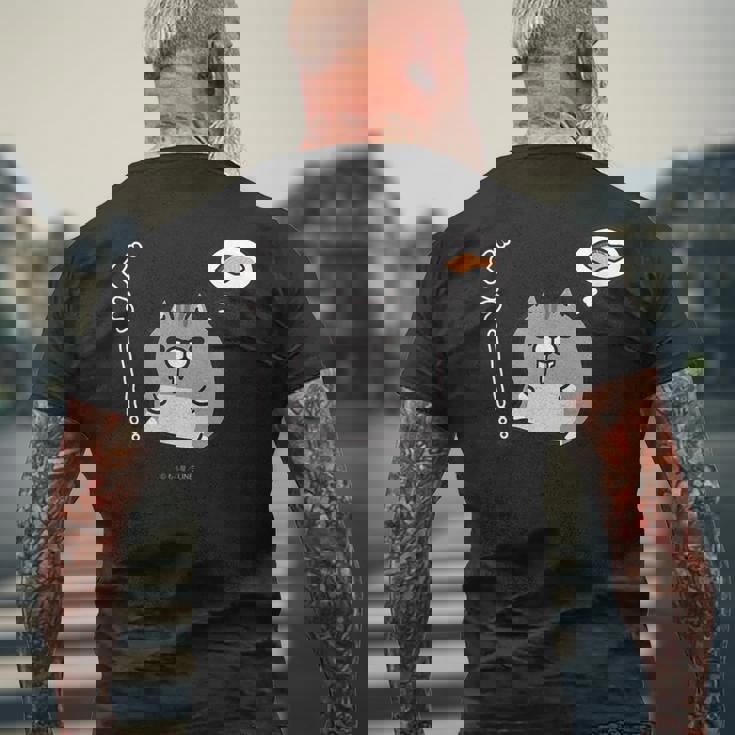 ボンレス犬とボンレス猫 はらぺこ ボンレス猫 メンズTシャツ バックプリント 高齢者への贈り物