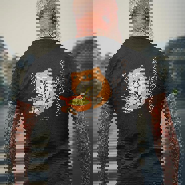 ボンレス犬とボンレス猫 ハフハフ ボンレス犬 メンズTシャツ バックプリント 高齢者への贈り物