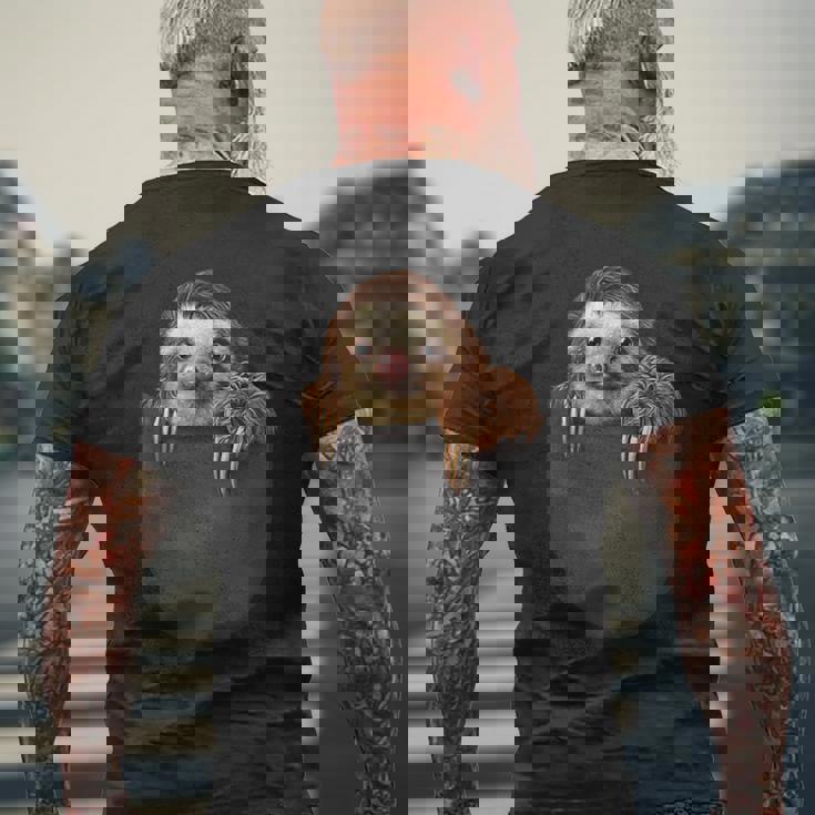 ポケット ナマケモノ メンズTシャツ バックプリント 高齢者への贈り物