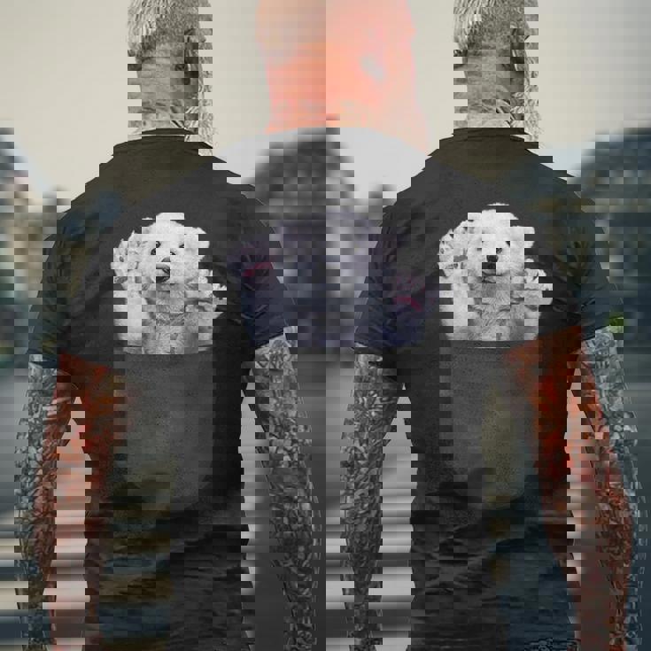 ポケット 北極熊 クマ メンズTシャツ バックプリント 高齢者への贈り物