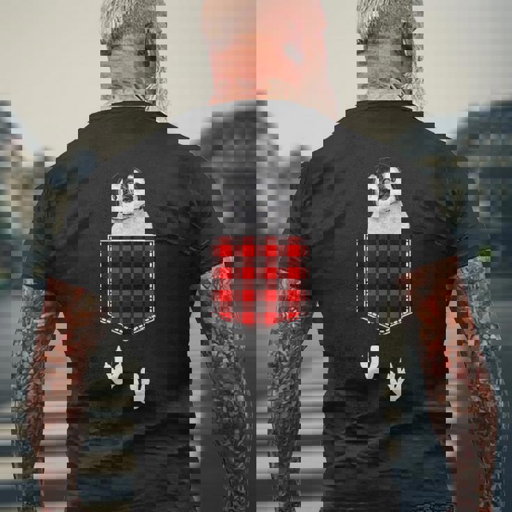 ポケットから覗き出るかわいいペンギン メンズTシャツ バックプリント 高齢者への贈り物