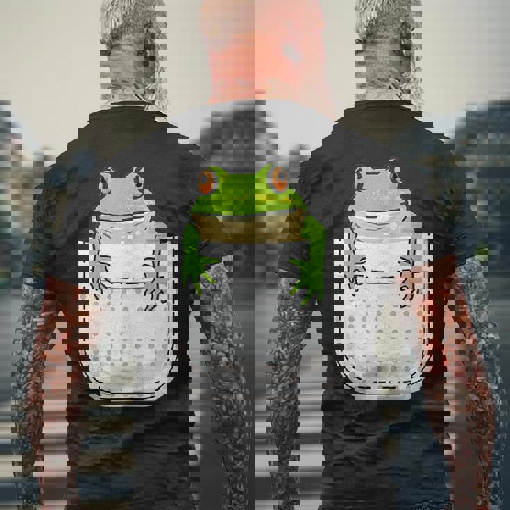 ポケットに入ったカエルのシャツ 面白いカエルのtシャツ カエルの恋人 メンズTシャツ バックプリント 高齢者への贈り物