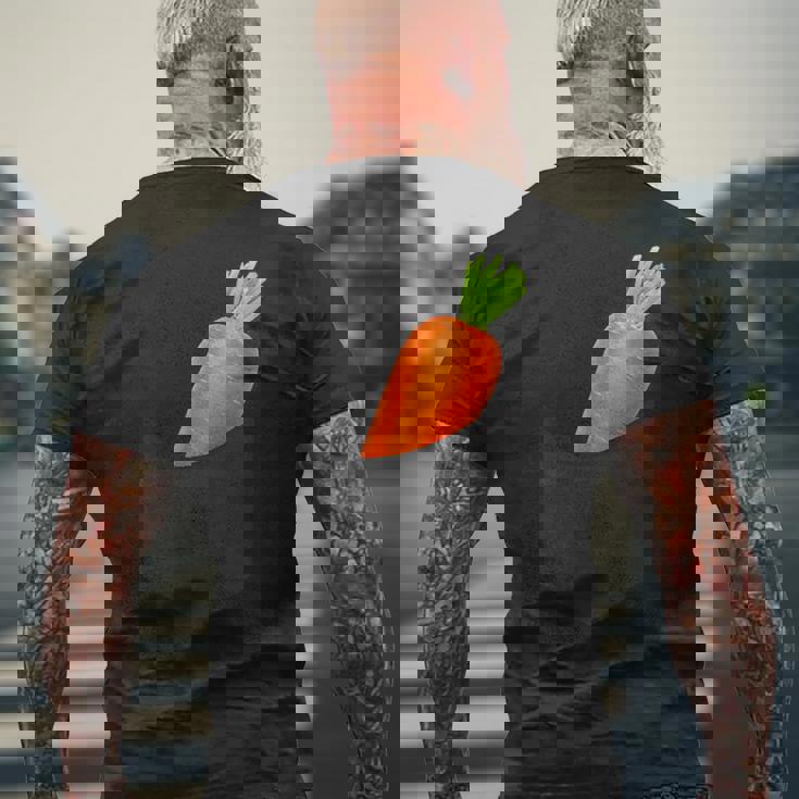 ポケットに入ったニンジン野菜、胸に面白いフルーツニンジン。 メンズTシャツ バックプリント 高齢者への贈り物