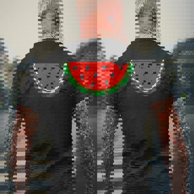 ポケットの中のスイカ かわいいポケットスイカ メンズTシャツ バックプリント 高齢者への贈り物