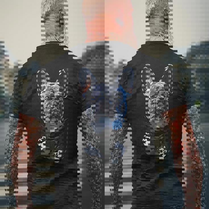 ポケットの中の面白いフレンチフレンチ犬好きフレンチブルドッグ メンズTシャツ バックプリント 高齢者への贈り物