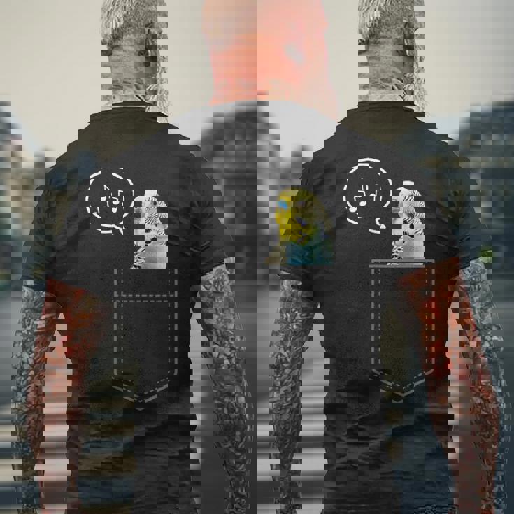 ポケットインコのセキセイインコ 面白くてかわいいセキセイインコ 鳥の飼い主 メンズTシャツ バックプリント 高齢者への贈り物