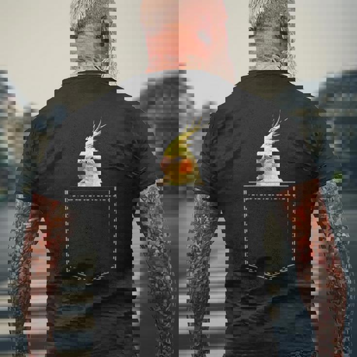 ポケットオカメインコ インコ好き かわいい 鳥ジョーク 鳥好き インコの飼い主 いんこの飼い主 インコ メンズTシャツ バックプリント 高齢者への贈り物