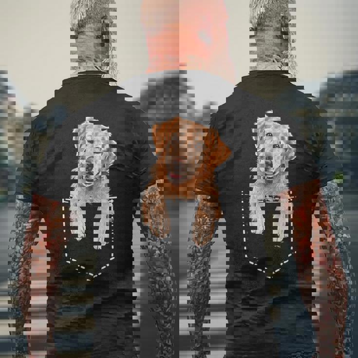 ポケットゴールデンレトリバー メンズTシャツ バックプリント 高齢者への贈り物