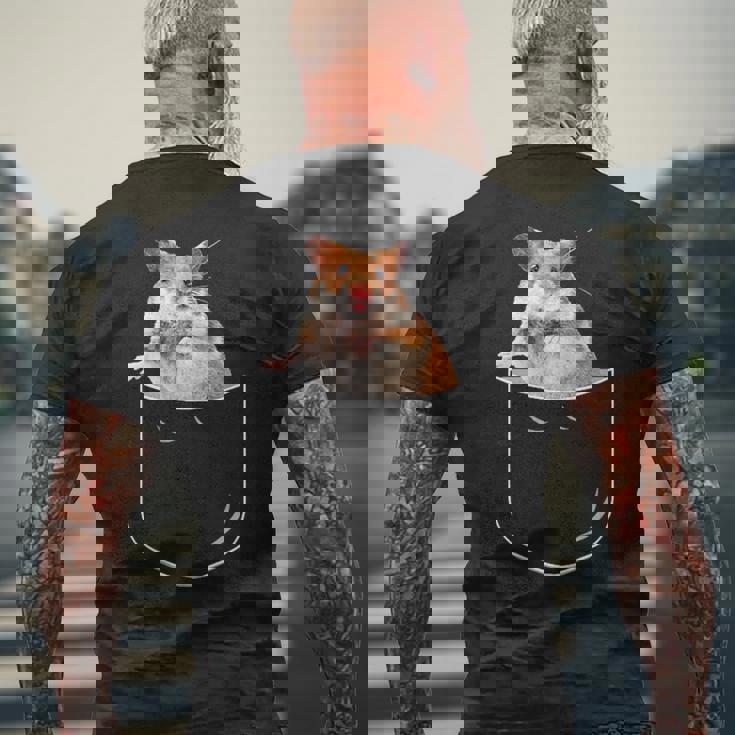 ポケットハムスターシャツ、ポケットに入った面白いハムスター ギフトtシャツ メンズTシャツ バックプリント 高齢者への贈り物