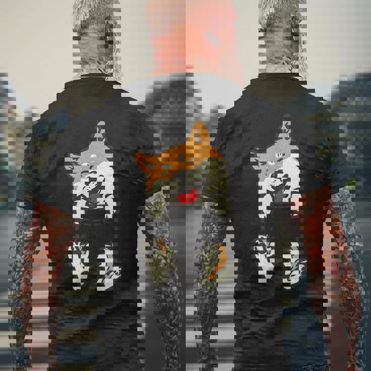 ポケット柴犬 足 かわいい犬 秋田犬愛好家 ギフト メンズTシャツ バックプリント 高齢者への贈り物