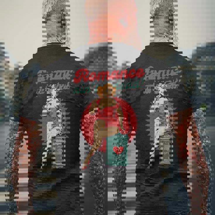 ポップアート ピンナップガール ロマンス Ain't Dead バレンタインシングル メンズTシャツ バックプリント 高齢者への贈り物