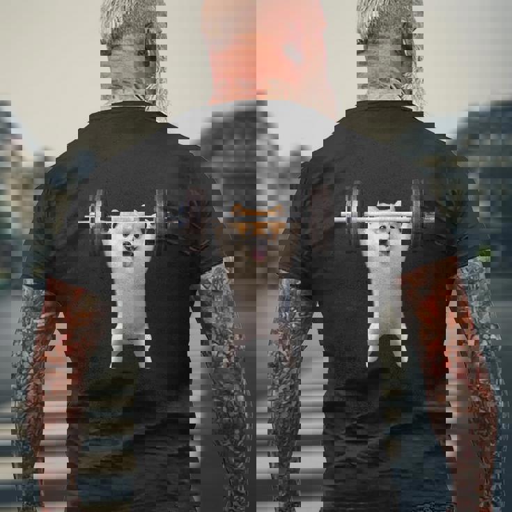 ポメラニアン イヌ 面白いtシャツ 犬 筋トレ 文字入り メンズ おもしろ 面白い 服 グッズ 文字tシャツ ネタ メンズTシャツ バックプリント 高齢者への贈り物