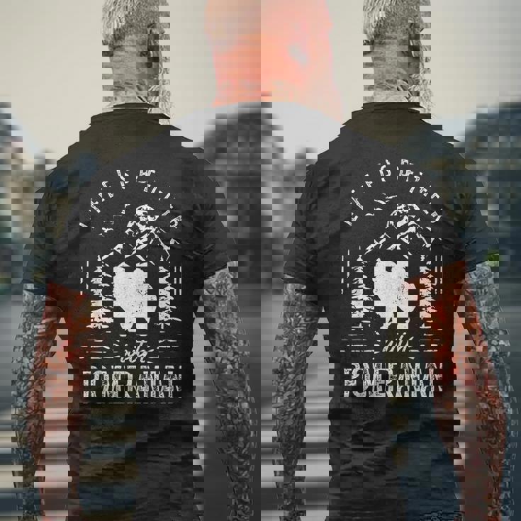 ポメラニアンライフベターママパパ犬 メンズTシャツ バックプリント 高齢者への贈り物