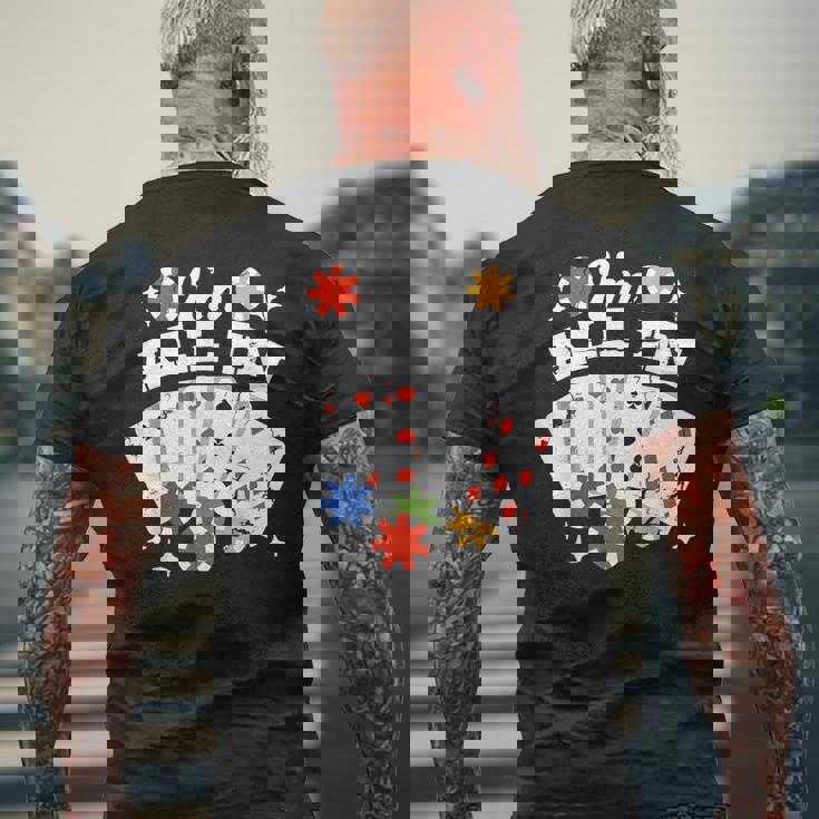 ポーカー 私はオールイン メンズTシャツ バックプリント 高齢者への贈り物