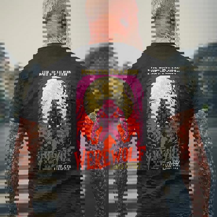 マインド・ザ・フルムーン 人狼 ハロウィン 不気味な人狼 メンズTシャツ バックプリント 高齢者への贈り物