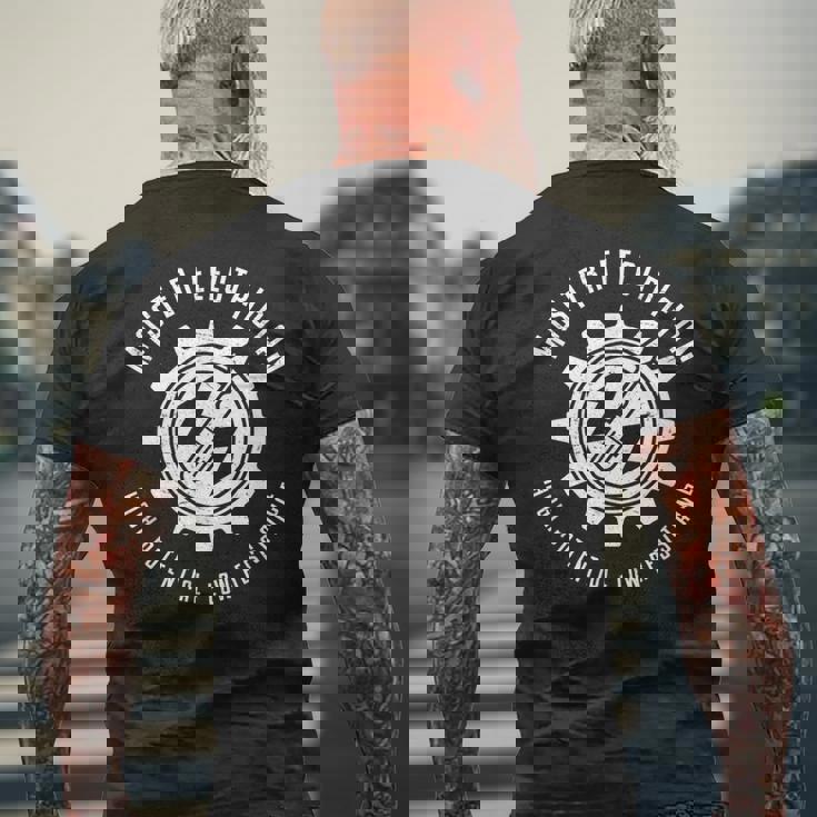 マスター電工高電位低抵抗電気 メンズTシャツ バックプリント 高齢者への贈り物