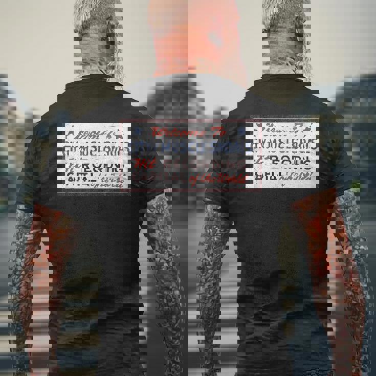 マッスルショールズ アラバマ サイン 録音 キャピタル ロック グラフィック メンズTシャツ バックプリント 高齢者への贈り物