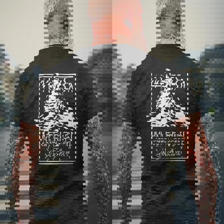 マッターホルン山 ツェルマット ハイキング スイス ギフト メンズTシャツ バックプリント 高齢者への贈り物