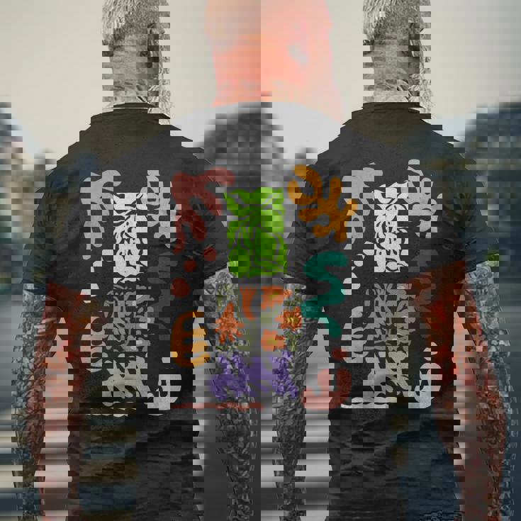 マティス風絵画 ボタニカル 花柄 抽象模様 メンズTシャツ バックプリント 高齢者への贈り物