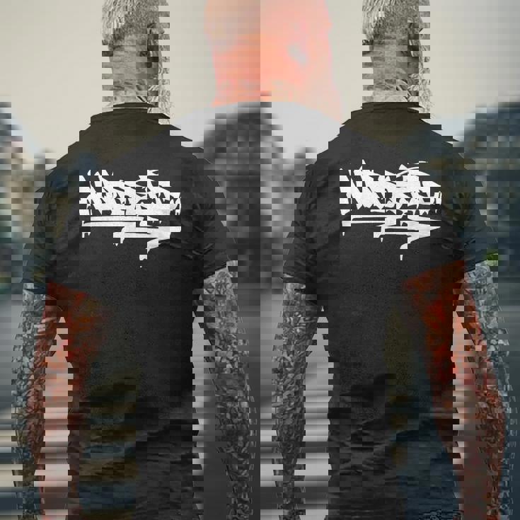 マドリードシティ グラフィティ ストリートアート ハンドスタイル スペイン ヒップホップ メンズTシャツ バックプリント 高齢者への贈り物