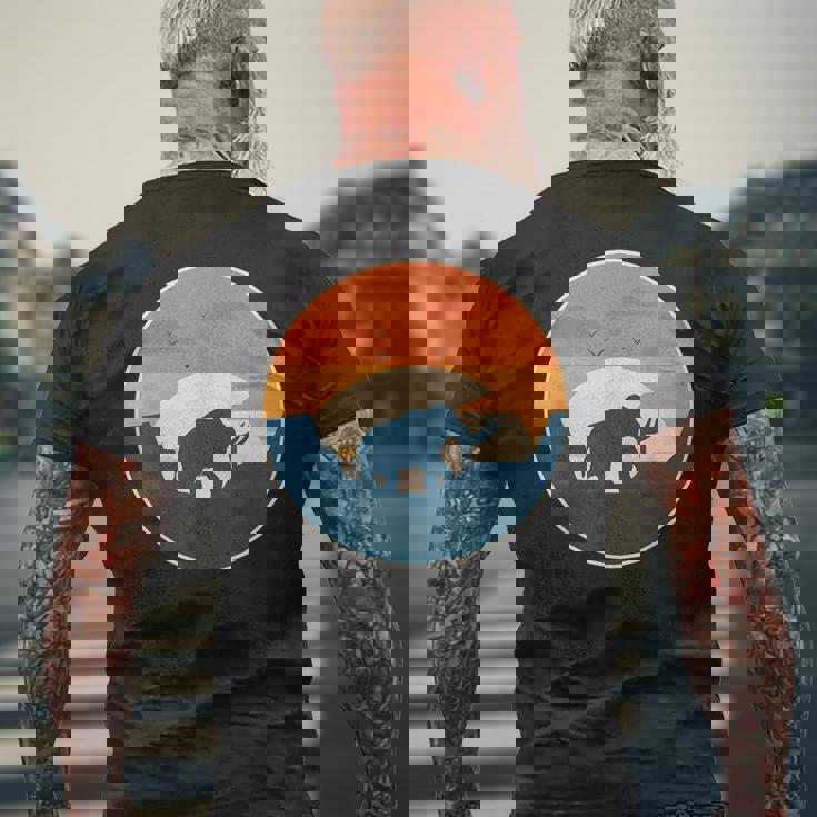 マムート先史時代の象 メンズTシャツ バックプリント 高齢者への贈り物