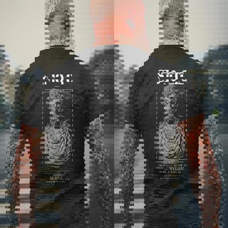 マルクス アウレリウス ストイシズム人生の美しさについての哲学の名言 メンズTシャツ バックプリント 高齢者への贈り物