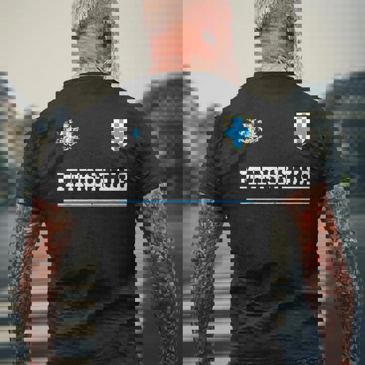 マルセイユ スポーツサッカージャージ フラッグ フットボール メンズTシャツ バックプリント 高齢者への贈り物