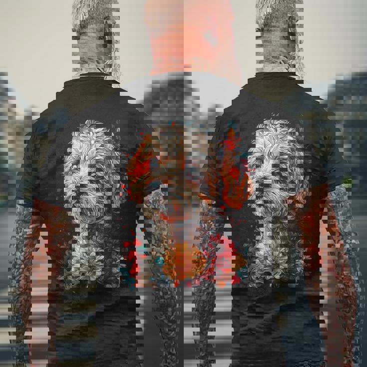 マルチプー犬 グラフィック ペット イラスト マルチプー メンズTシャツ バックプリント 高齢者への贈り物