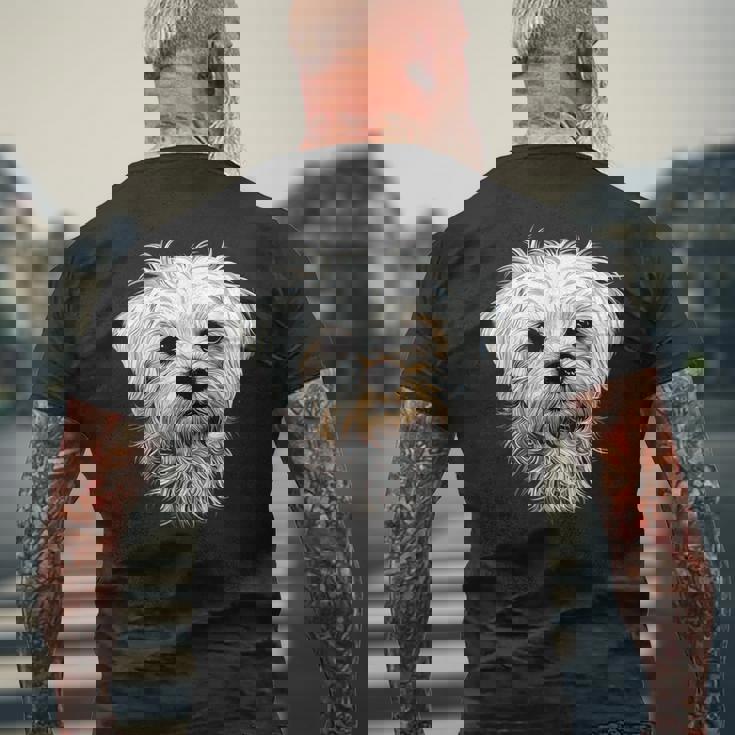 マルチーズ小型マルチーズ犬犬大好き甘いマルチーズ メンズTシャツ バックプリント 高齢者への贈り物