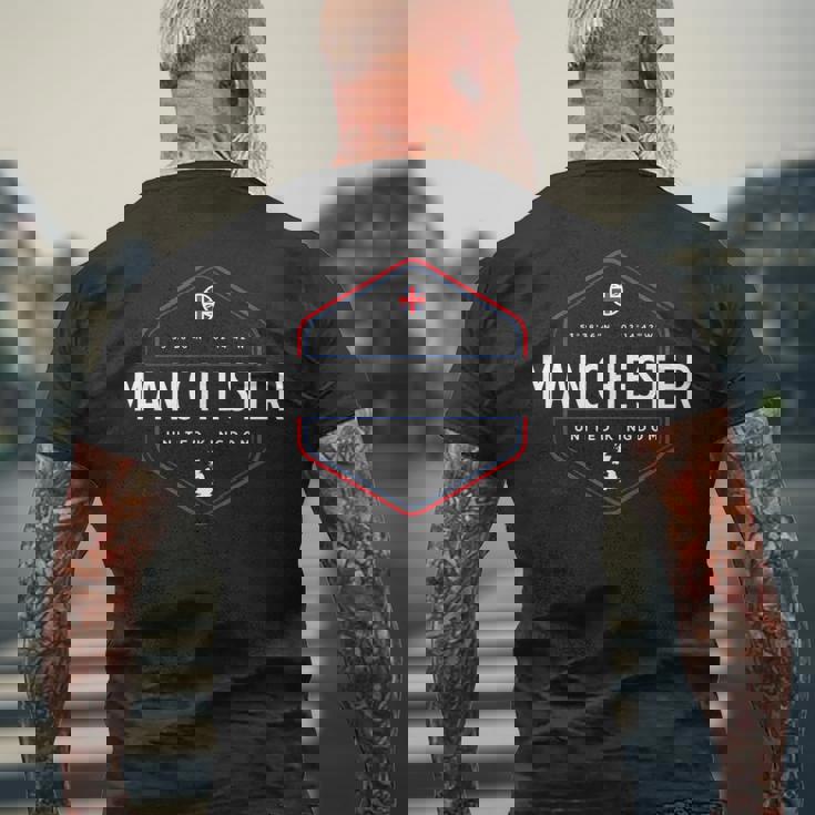 マンチェスター イギリス イギリス 地図フラグ グラフィック メンズTシャツ バックプリント 高齢者への贈り物