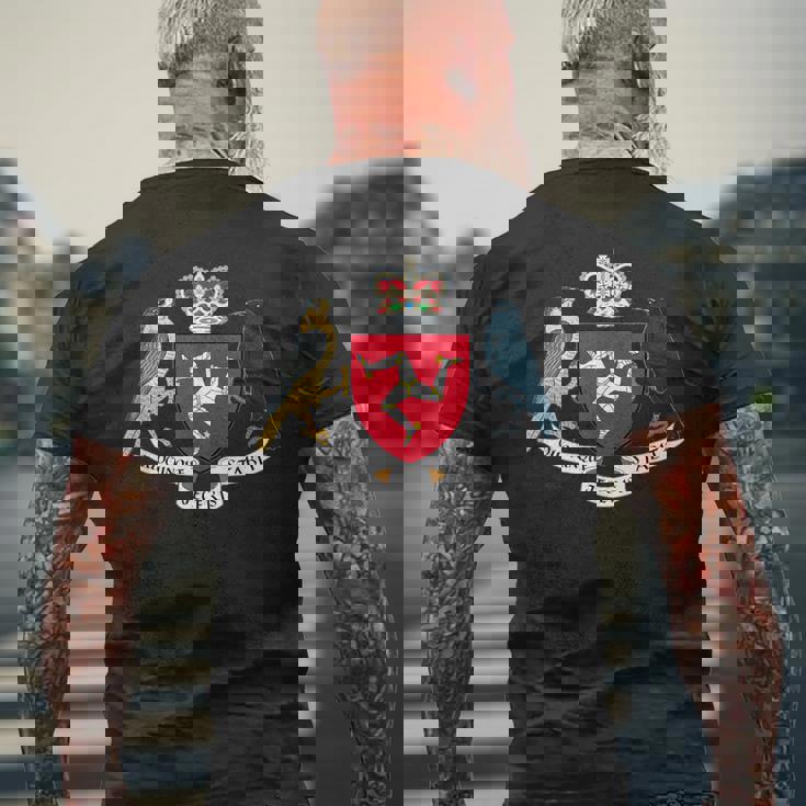 マン島の旗 3本の脚 マンの紋章 メンズTシャツ バックプリント 高齢者への贈り物