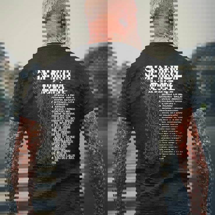 ミゲル アルケランジェル オラリオン サン・セント・マイケル スペイン語 エスパノール メンズTシャツ バックプリント 高齢者への贈り物