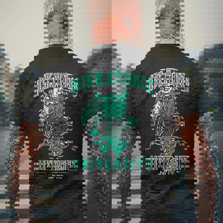 ミスカトニック大学 クトゥルフ 不気味なかわいいモンスター メンズTシャツ バックプリント 高齢者への贈り物