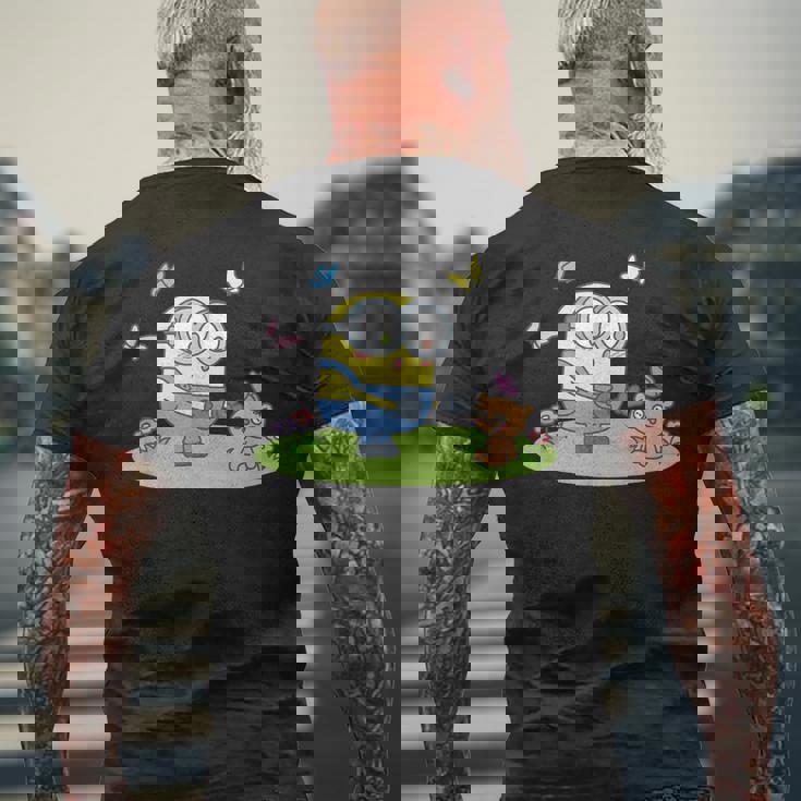 ミニオンズ ボブ&ティム バタフライ ピクニック 前後 メンズTシャツ バックプリント 高齢者への贈り物