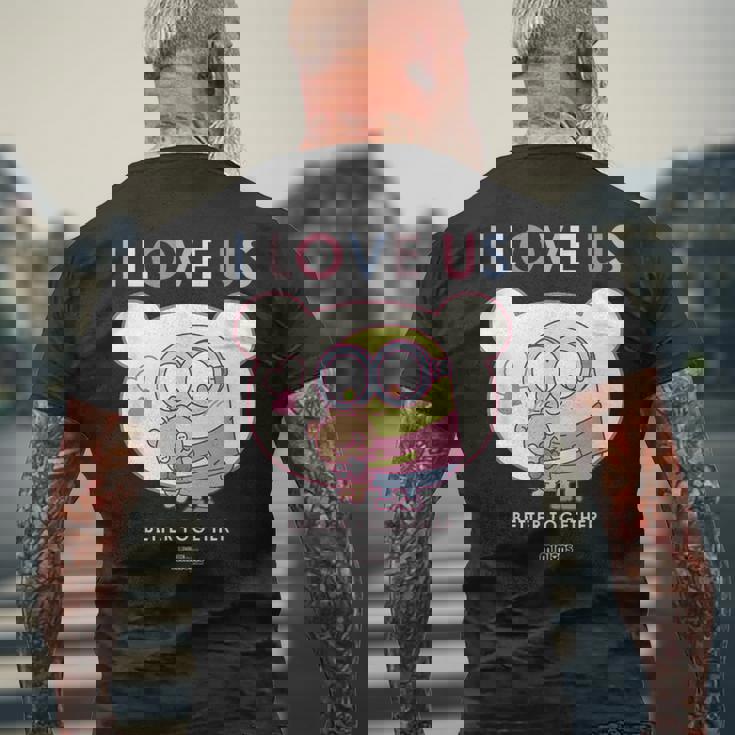 ミニオンズのボブとティム・ベター・トゥギャザー メンズTシャツ バックプリント 高齢者への贈り物