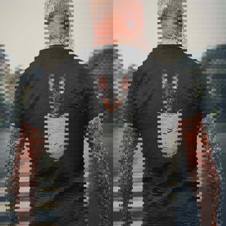 ミニチュア・ピンシャー 胸ポケット みんぴん メンズTシャツ バックプリント 高齢者への贈り物