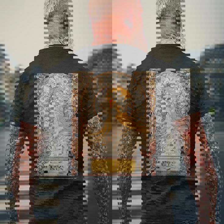 ミュシャラプリュムゾディアックレディアールヌーボー メンズTシャツ バックプリント 高齢者への贈り物